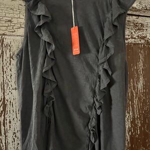 Sundry Gray Ruffle Short Sleeve Tee